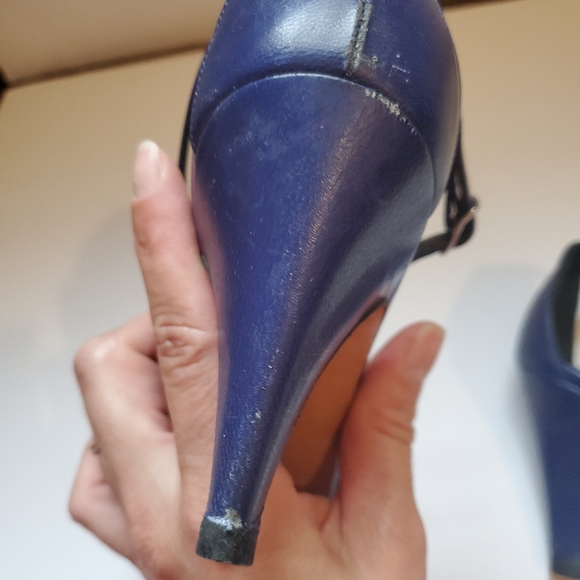 Vintage d'rossana Blue leather shoes size 8B pinup mod Vintage - Picture 11 of 12